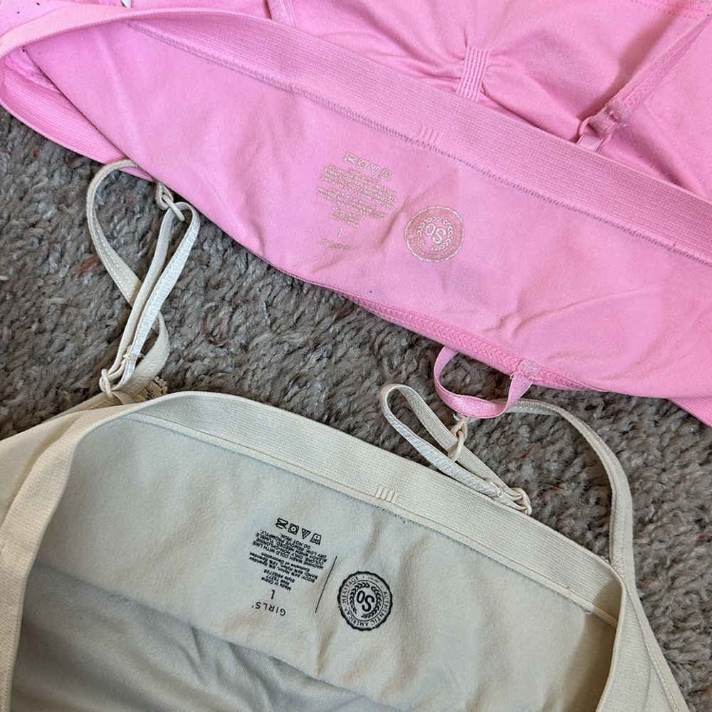 GIRLS So training sport bras set of 2 pink and cream size large - Picture 3 of 5